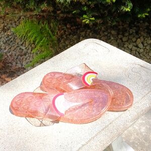 Icon-Graphic Jelly Sandals for Girls, ROSE GLITTER SZ 5